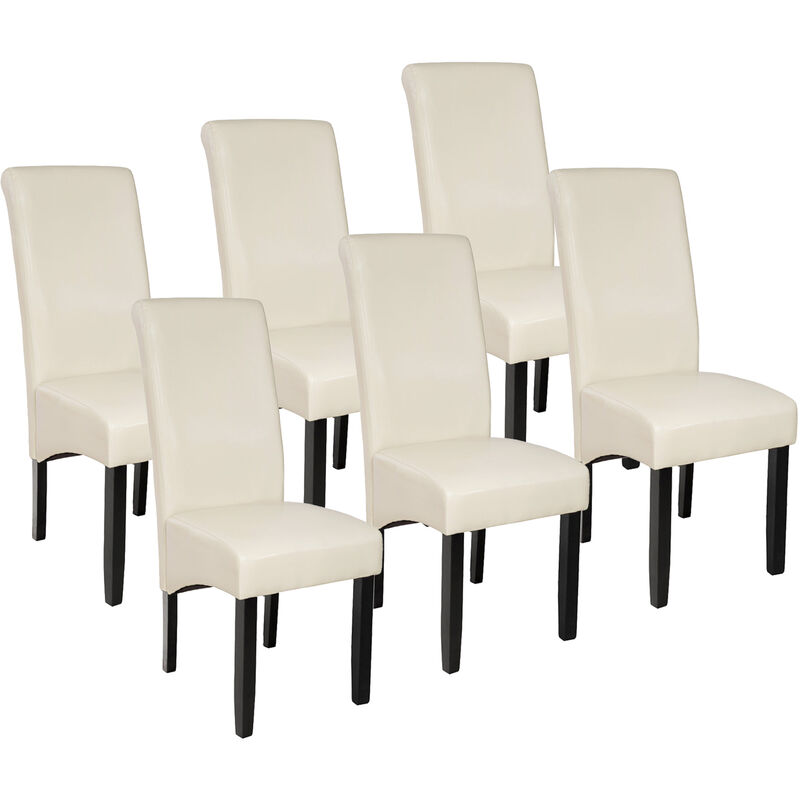 

Tectake - 6 sillas de comedor ergonómicas - sillas para salón de diseño, sillas de comedor madera maciza lacada, asientos de comedor para casa - crema