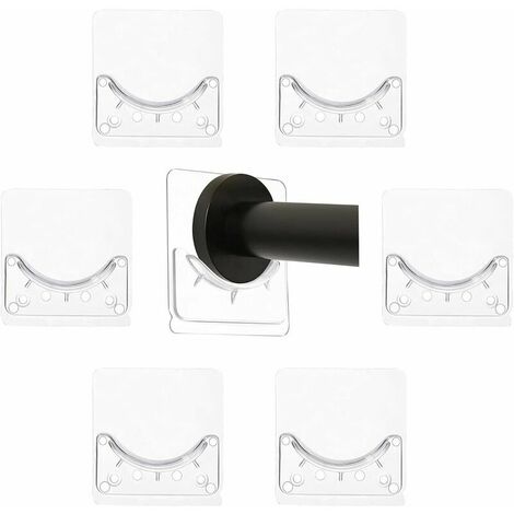 6 soportes para barra de cortina, adhesivo para barra de cortina de baño, soporte para toalla, montado en la pared, ganchos para barra de armario, barra de ducha, soporte para barra para el hogar y el