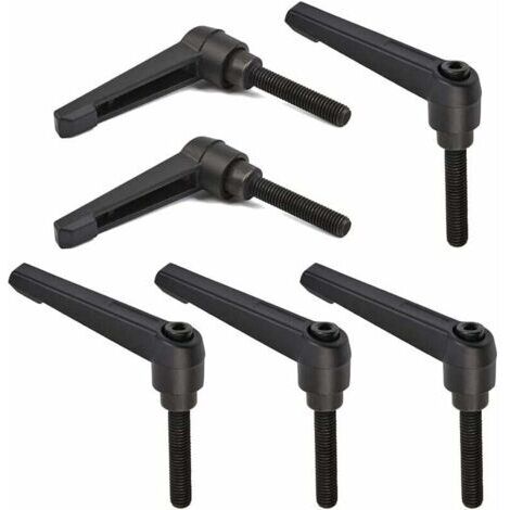 6 Spannhebelgriffe M8, maniglie per macchine regolabili con 32 mm, filetto maschio in acciaio inox M8 (nero)