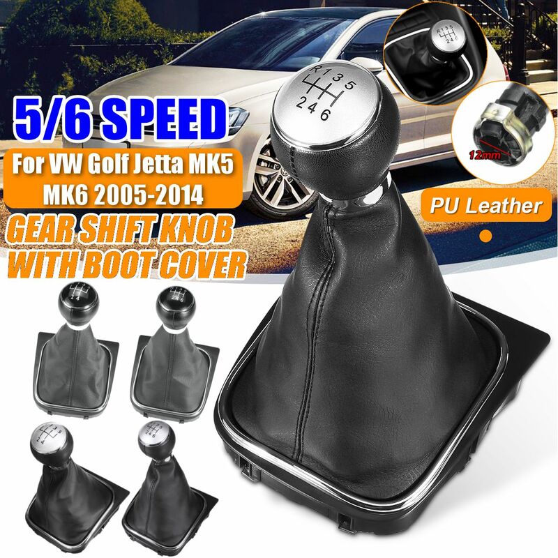 6 Speed Shift Gear Knob Gaiter Boot Cover For VW Golf Jetta MK5 MK6 2005-2014