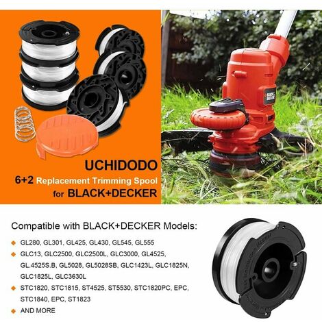 6 Pack Line Spool With 2 Covers For Replace Black Decker Grass