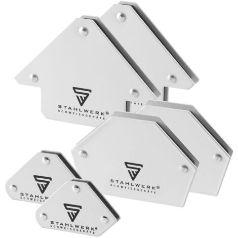 6 × STAHLWERK Magnetische Schweißwinkel Magnetwinkel Schweißmagnet, 30° x 45° x 60° x 75° x 90° x 135°, Haftkraft zwischen 9 lbs & 25 lbs / 4 & 11,3 kg, weiß