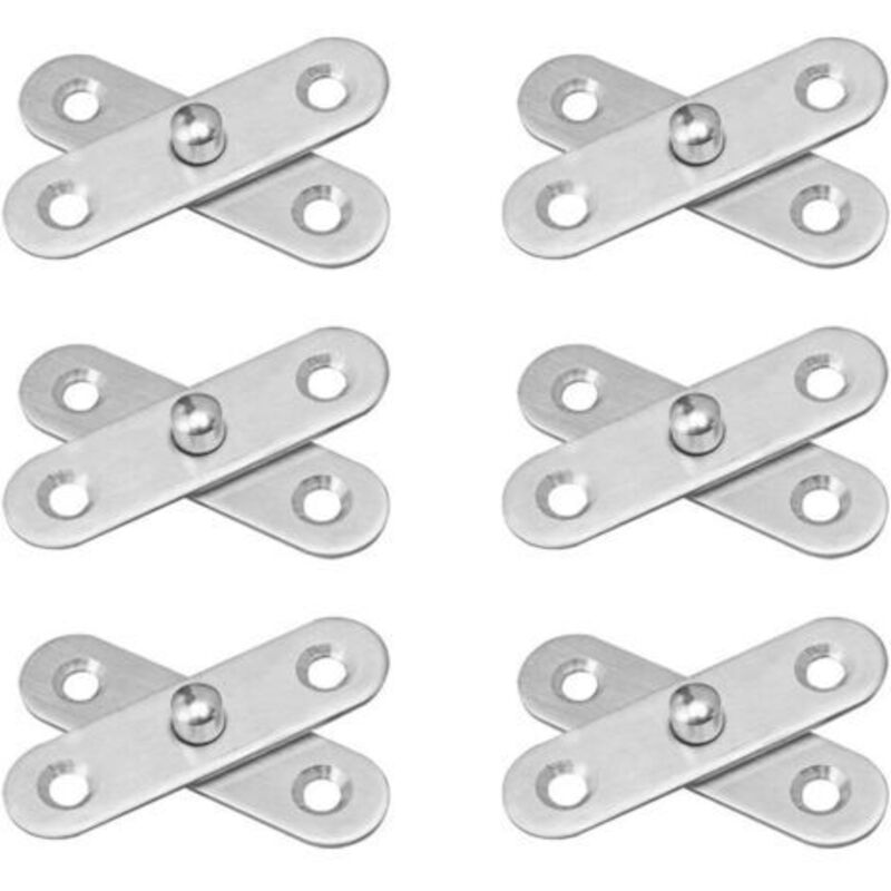 6 stainless steel door hinges, mounting hardware for 360 degree swing door, 57 mm x 16 mm (silver)