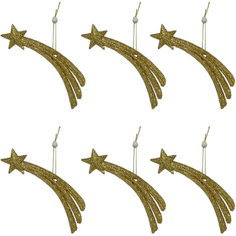 6 Stelle comete oro appendino decorazione albero di natale presepe addobbi cm15