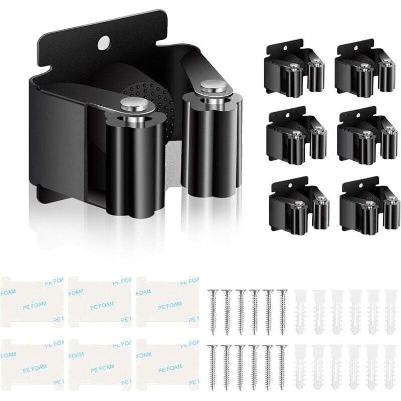 Image of 6 Stück Besenhalter, Wandbesenhalter, Mopphalter für Badezimmer, Küche, Garten, Garage, Büro