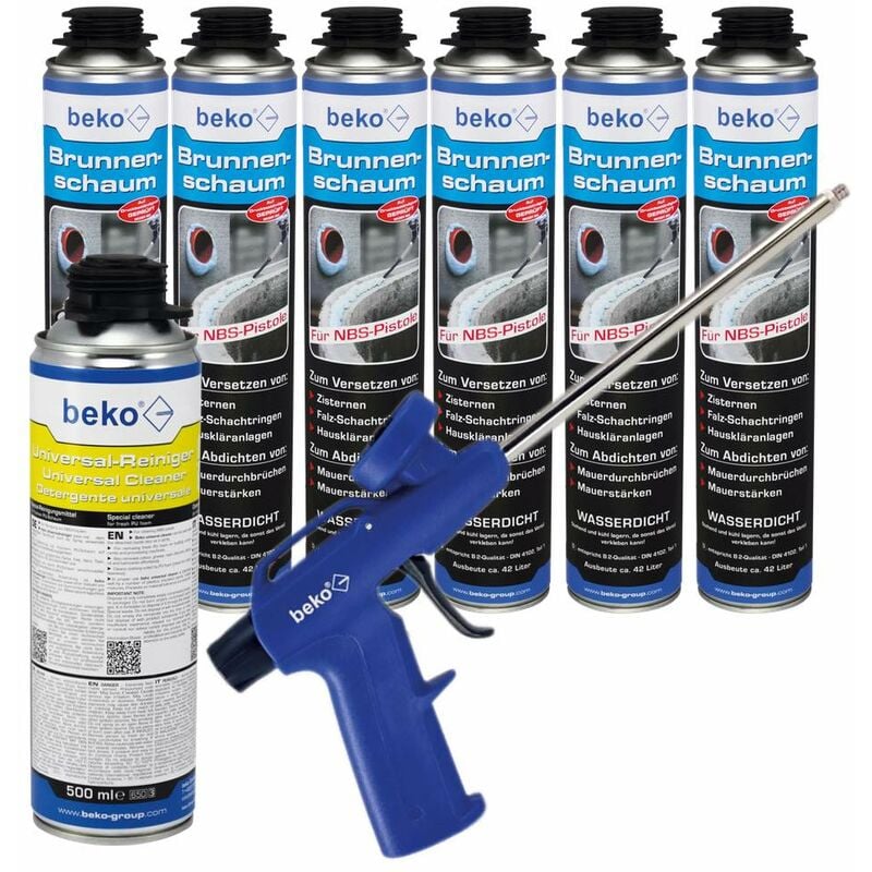 Image of Beko - 6 Stück Brunnenschaum 750 ml für NBS-Pistole inkl. Pistole und PU-Universal-Reiniger