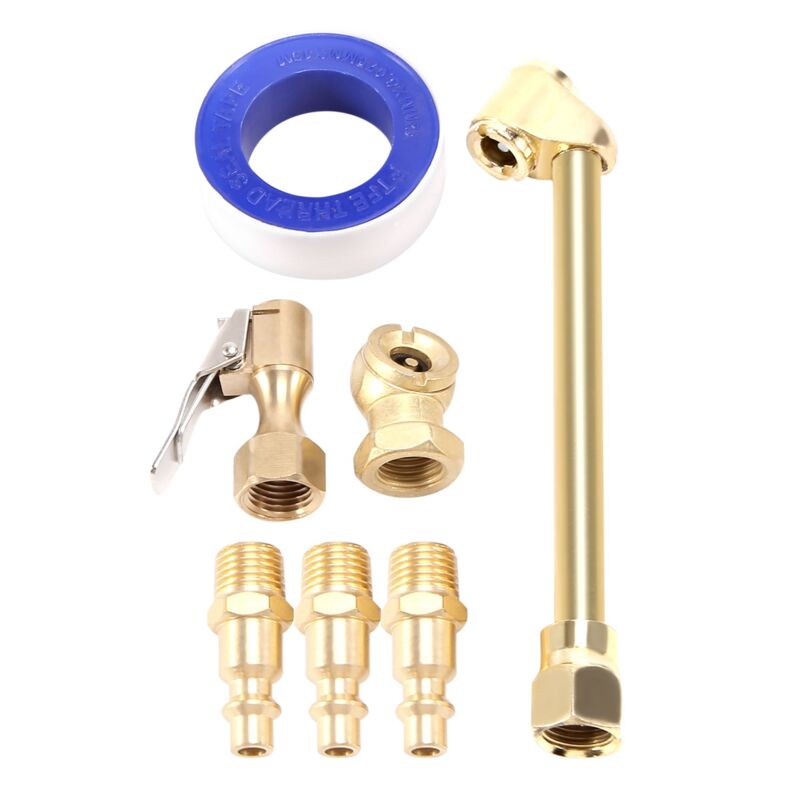 Image of 6 StüCke Messing Luft Chuck Set, 1/4 Geschlossen Ball & npt Dual Kopf FließEn Reifen Futter