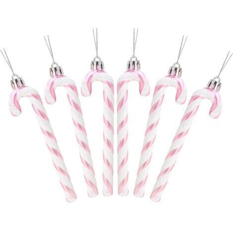 6 Stück Christmas Concepts Packung mit 6 – 13 cm (Babyrosa) Glitzer-Zuckerstangen-Weihnachtsbaumschmuck