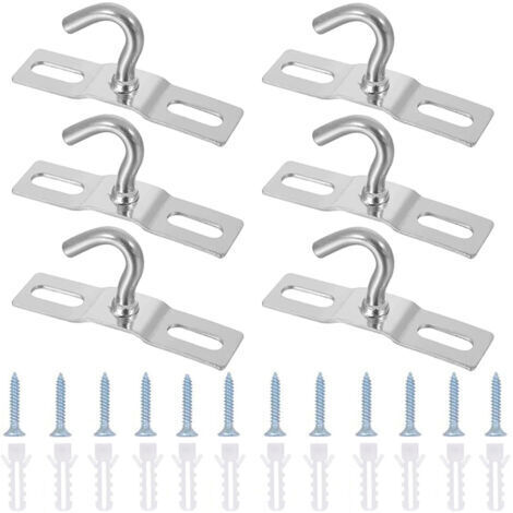 6 Stück Deckenhaken, Hakenplatten, Deckenleuchten-Grundplatte, Stahl Deckenhaken Robust mit Schrauben für Hängelampe, Pflanze, Korb, Ventilator (70mm)