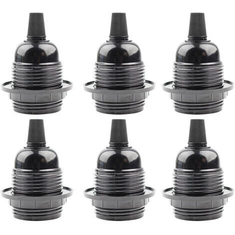 6 Stück E27 Fassung Schwarz, E27 Schraubfassung aus Kunststoff, Lampenschirm Ring Verbinder Adapter Basis, Lampenhalter Ersatz, für Tischlampe, Stehlampe oder Deckenleuchte