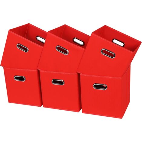 6 Stück Faltbarer Stoff-Aufbewahrungswürfel ohne Deckel, Aufbewahrungsbox, Stoff-Aufbewahrungsbox, Rot, 27 x 27 x 28 cm