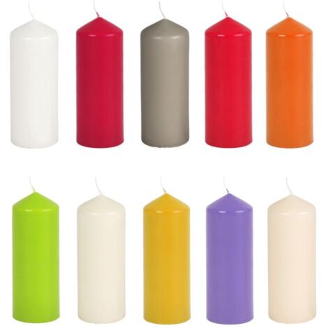 6 Stück große Stumpenkerzen 18x6,8cm Weihnachten Advent 6er Set 64h Brenndauer