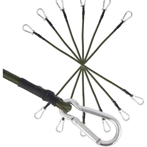 6 Stück Gummi-Bungee-Gurte mit Karabiner, 120 cm Länge, 8 mm Dicke, superelastisch, mit Metallhaken für Gepäck, Radfahren, Camping