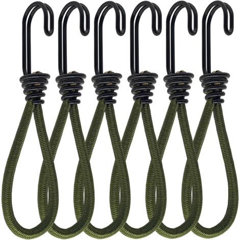 6 Stück Gummispanner mit Haken, Haken für Spanner oder Bungee-Seil, elastische Gummispanner, für Banner, Zelte, Schlafsäcke, Planen