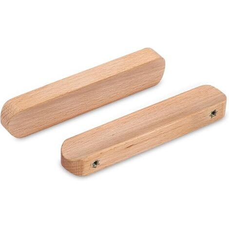 6 Stück Holzmöbelgriffe – Holzgrifflänge 100 mm, Lochabstand 64 mm – Holzschrankgriff (Holzfarbe)