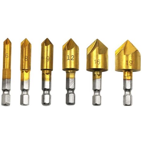 6 Stück HSS-Senker 90 Grad 5 Schneiden Senker Lochschneider T