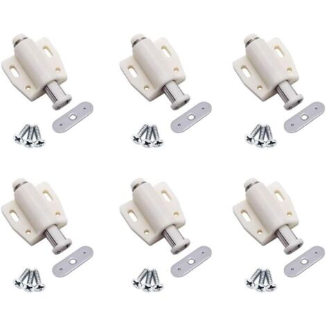 6 Stück magnetische Entriegelungsriegel, Push-Release-Schnäpper, Dämpfertüren, Schranktüren, Push-Türschloss zum Öffnen der Riegel. (Beige)