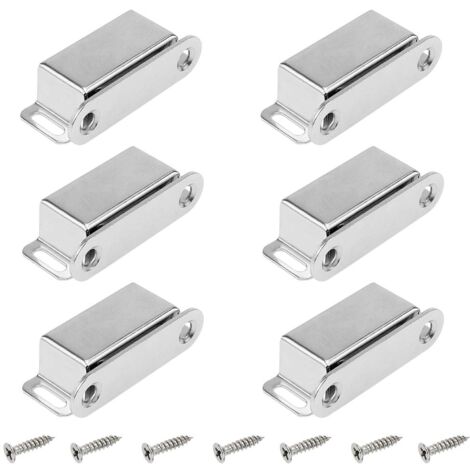 6 Stück Magnetriegel aus Edelstahl, Türmagnete, Magnetverschlüsse, Magnet für Schranktüren, Möbel, starker Magnet bis zu 6 kg, mit Schrauben für Schubladen