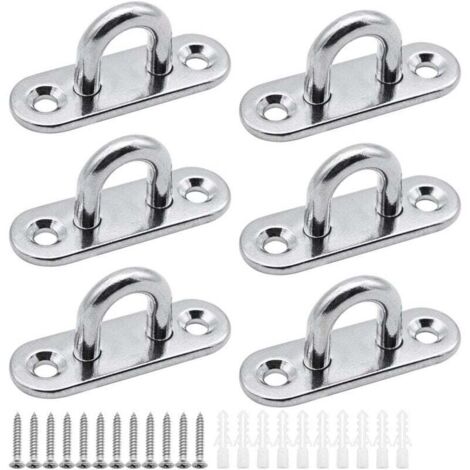 6 Stück Ösenplatten, Edelstahl-Abdeckplatte, 5 mm Mastplatte, robuste Befestigungshaken für Wandhaken, Hängesessel, Markisen, Bootszubehör usw.