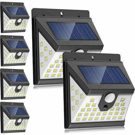 6 Stück PIR-Bewegungssensor Solarleuchten für den Außenbereich, 40 LED-Solarbewegungssensorleuchten für den Außenbereich 3 Modi Wasserdichte Solarwandleuchte für den Garten (Schwarz)