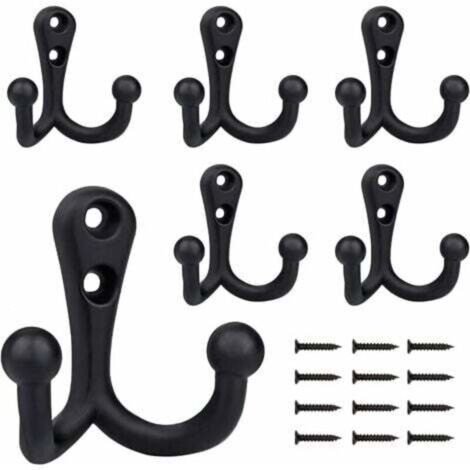 6 Stück Retro-Kleiderhaken, Doppelhaken aus Zinklegierung, kreative, starke, verdickte Kleiderhaken für Garderoben, Badezimmer, Küche
