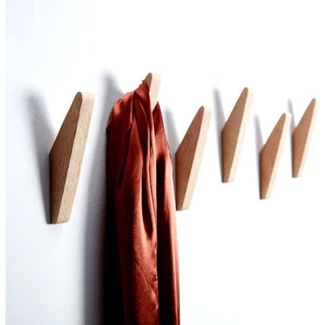 6 Stück Rote eiche Haken Holz Wandhaken, Design Robuste Kleiderhaken Wandmontierte rustikale Holzhaken Kleiderbügel Hutablage Haken Handtuch haken.