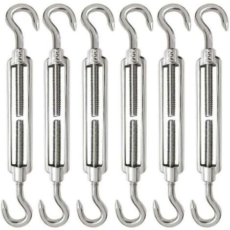 6 Stück Spannschloss M6 Drahtseilspanner Edelstahl 304 Einstellbarer Haken und Öse für Spannschloss für Drahtseil Stahlseil Seil Hakenspanner