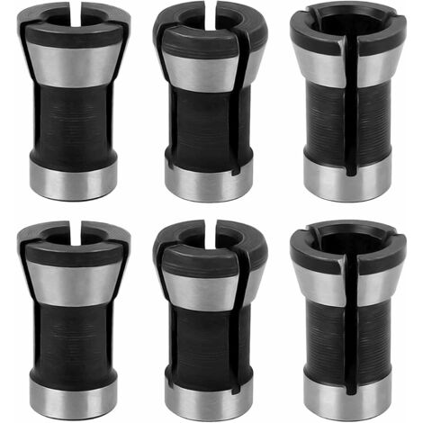 6 Stück Spannzangenkopf, Spannzangenfutter-Adapter, Spannzangenkopf-Adapter, 6,35 mm, 8 mm, 6 mm für elektrische Schneidemaschine, Fräser-Bit-Spannfutter