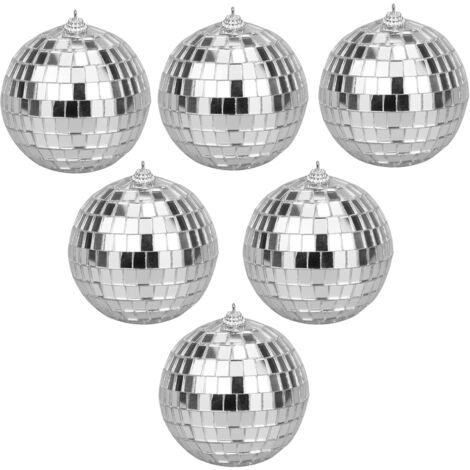 6 Stück Spiegelkugel zum Aufhängen, silberne Spiegelkugel, silberne Glitzerkugel, Hängedekoration für Party-Dekoration, Weihnachtsbaum (Durchmesser 8 cm)