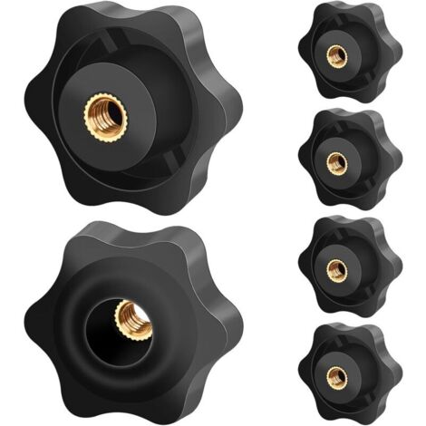 6 Stück Sterngriffmutter M6 Außendurchmesser 38 mm, gerändelte Schraube, gerändeltes Gewinde, Klemmknopf für Maschinen und Geräte, Möbel