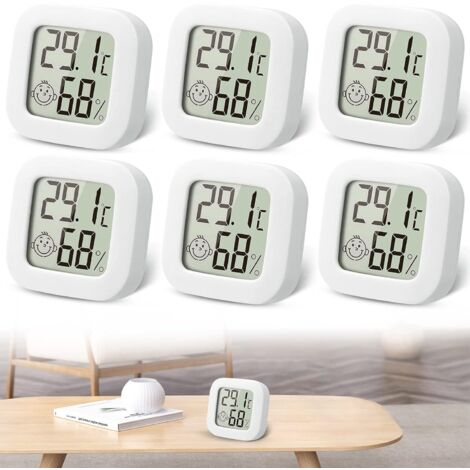 6 Stücke Mini Innenthermometer Hygrometer, Hochpräzises Digitales Innenthermometer Hygrometer, Heimthermometer für Babyzimmer, Waschküche, Garten im Freien, LCD