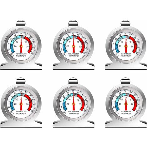 6 stücke Thermometer Kühlschrank Grand Dial Edelstahl Temperatur für Gefrierkühler mit Hakensuspension und Unterstützung