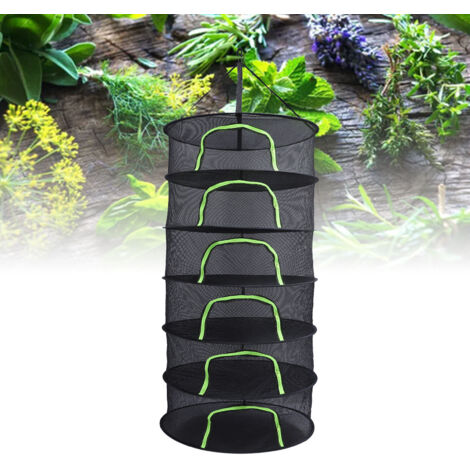 6-stufiger Kräutertrockner, Hängetrockner, atmungsaktives Netzgewebe mit Reißverschluss für Blumen, Zwiebeln, Kräuter, getrocknete Kräuter, Trockengemüse, Knoblauch, Erdnüsse – Groß