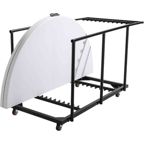 6 tables pliantes ronde 180 cm et chariot de transport