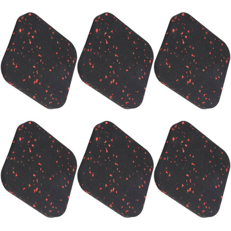 6 Tapis Antivibratiles pour Tapis de Course, Coussinets Anti-Bruit Noir et Rouge pour Équipement de Fitness