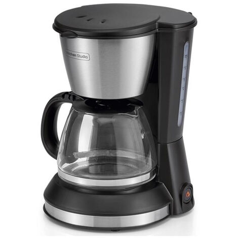 6 tasses-550 W-Porte-filtre pivotant-Arrêt automatique - Noir et inox - KITCHENCHEF