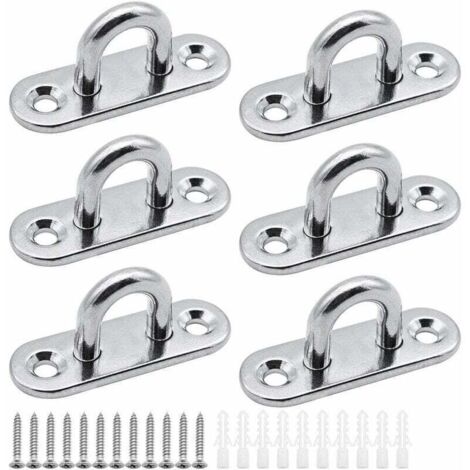 6-teilige Ösenplatten, Edelstahl-Abdeckplatte, 5 mm Mastplatte, robuste Befestigungshaken für Wandhaken, Hängestühle, Markisen, Bootszubehör usw.