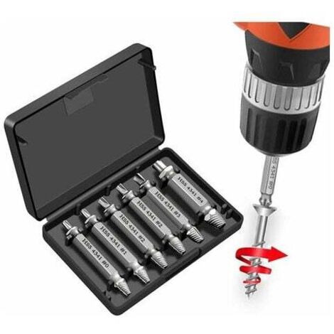 6-teilige Schraubenausdreher, HSS 4341 Stahl, gebrochener Bolzenausdreher mit Härte über 55 HRC, Durchmesser 2–12 mm für beschädigte Bolzen oder Schrauben