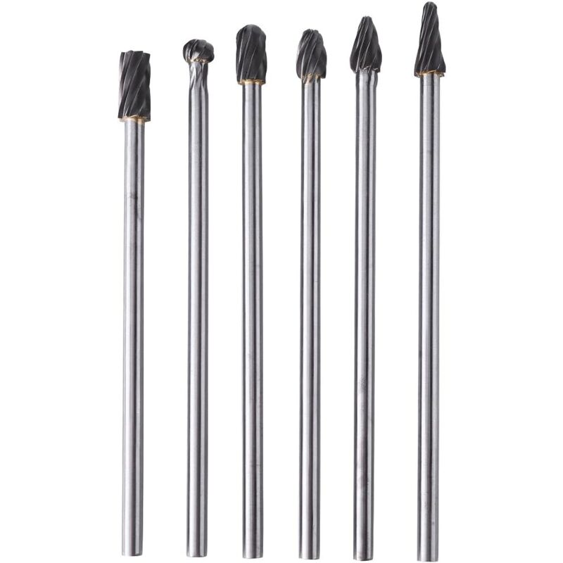 Image of ZVD - 6-teiliger Drehfräsersatz aus Wolframkarbid – 6 mm Schaft – 10 mm Kopf – Dremel-Werkzeug