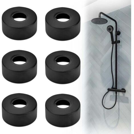 6-teiliger Duschmischbatterie, Sanitärrohrabdeckung, Edelstahl-Wasserhahn-Heizkörper-Rosette für Wasserhähne, Duschrohr-Heizkörper, 25 mm (schwarz)