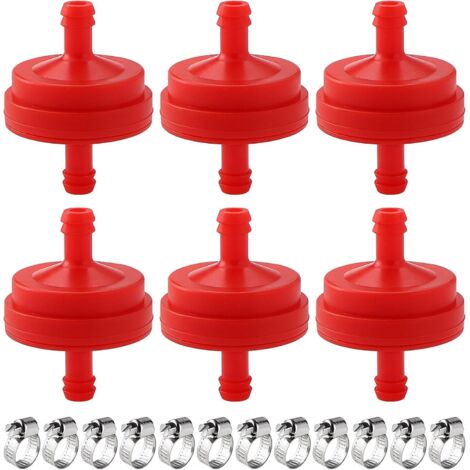 6-teiliger Inline-Kraftstofffilter (1/4" ID), 150 Mikron, für Rasenmäher, mit 12 Klemmen, kompatibel mit BS 298090 und 298090S