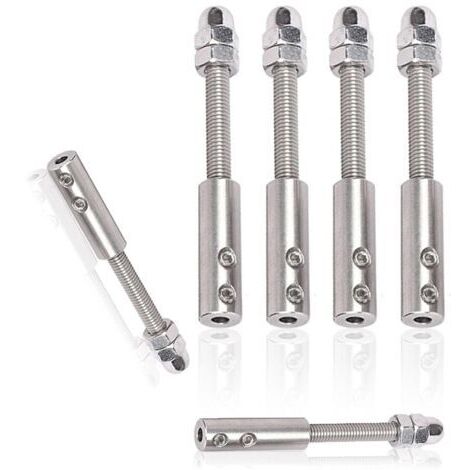 6-teiliger Kabelspanner aus Edelstahl für 4-mm-Edelstahlkabel, Kabelklemmenschrauben aus Edelstahl, zum Spannen von Metallkabeln