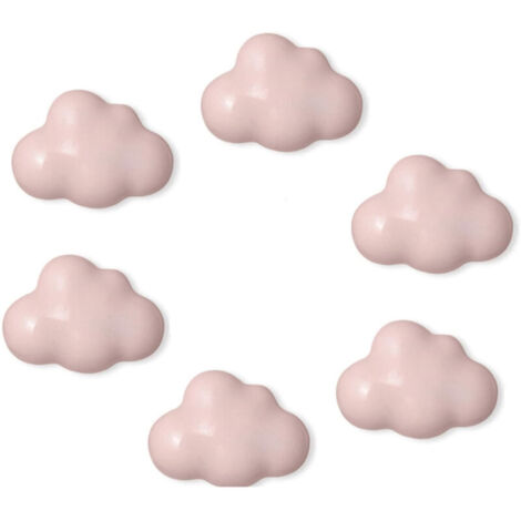6-teiliger Keramik-Schrankgriff, wolkenförmiger Schubladengriff, Küchengriff, Kinderzimmergriff, Kleiderschrankgriff, Spielzeugaufbewahrungsbox, Bücherregalgriff (Rosa)