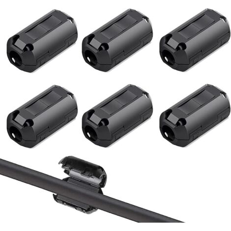 6-teiliger schwarzer Ferritringkern, aufsteckbarer Ferritkern, RFI-EMI-Rauschunterdrückungskabelclip, Entstörungs-Hochfrequenzfilter (13 mm Innendurchmesser)
