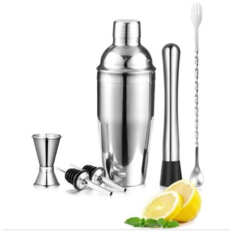 6-teiliges Barkeeper-Set aus Edelstahl, Cocktailshaker und Barzubehör