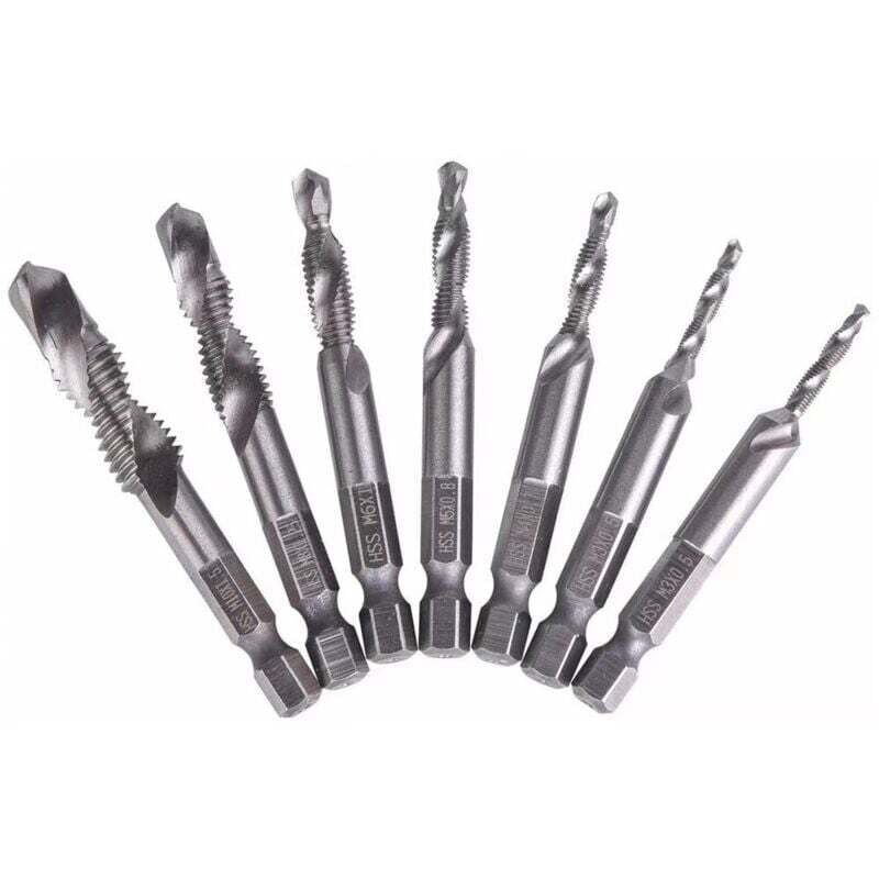 Image of KZQ - 6-teiliges Bohrerset hss Sechskantschaft M3-M10 Gewindebohrer - Silber