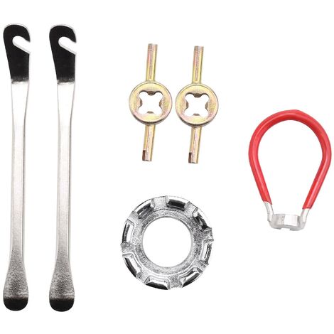 6-teiliges Fahrrad-Speichenschlüssel-Set, Fahrrad-Speichen-Werkzeug, Fahrrad-Reifenhebel, Ventilentferner, Stahl, Fahrrad-Rad-Spo