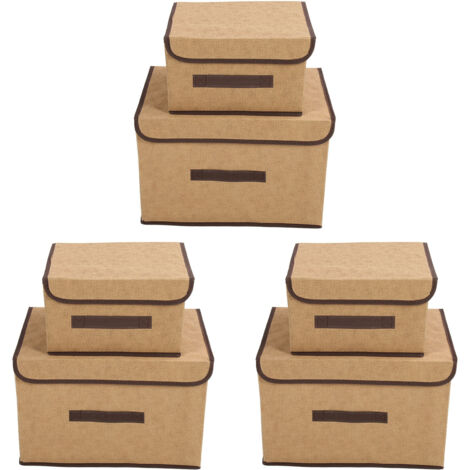 6-teiliges faltbares Aufbewahrungsset für Kleidung aus Vliesstoff mit Multifunktionsdeckel, Beige