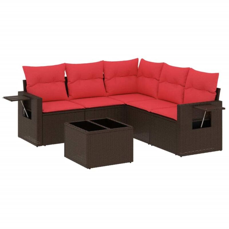 6-teiliges Gartensofa-set Mit Kissen, Braun, Polyrattan Vidaxl
