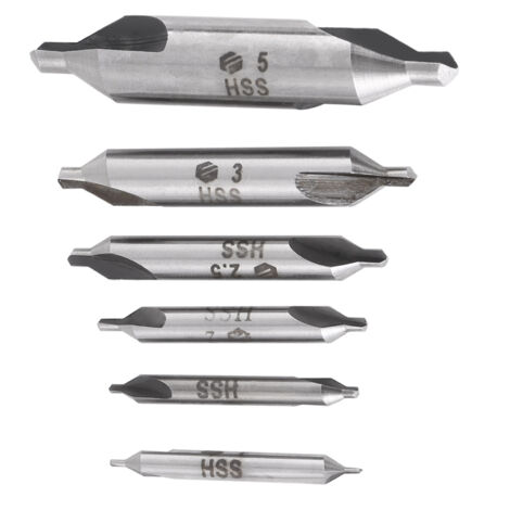 6-teiliges HSS-Zentrierbohrer-Set (60°) – Größen 1, 1,5, 2, 2,5, 3, 5 mm – Präzisionsbohrset